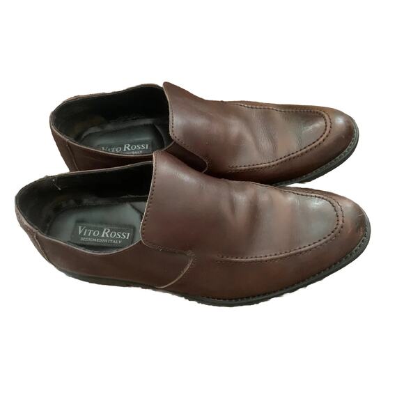 Vito Rossi Oxford Shoes Mens Size 10.5 Italian Leather Chestnut Brown Dress Shoe - Picture 2 of 12